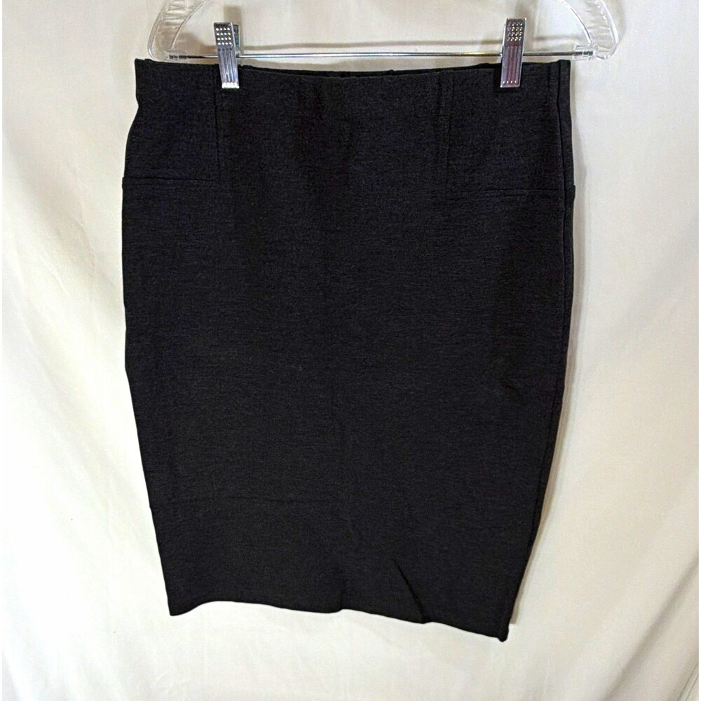 FOIL Women's Solid Gray Pencil Knee Knit Zip Skirt Size 8 Reg